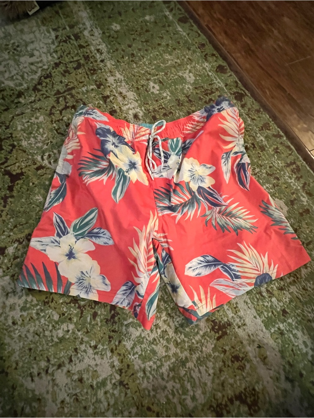 Goodfellow & Co Coral Floral Drawstring Shorts swim large